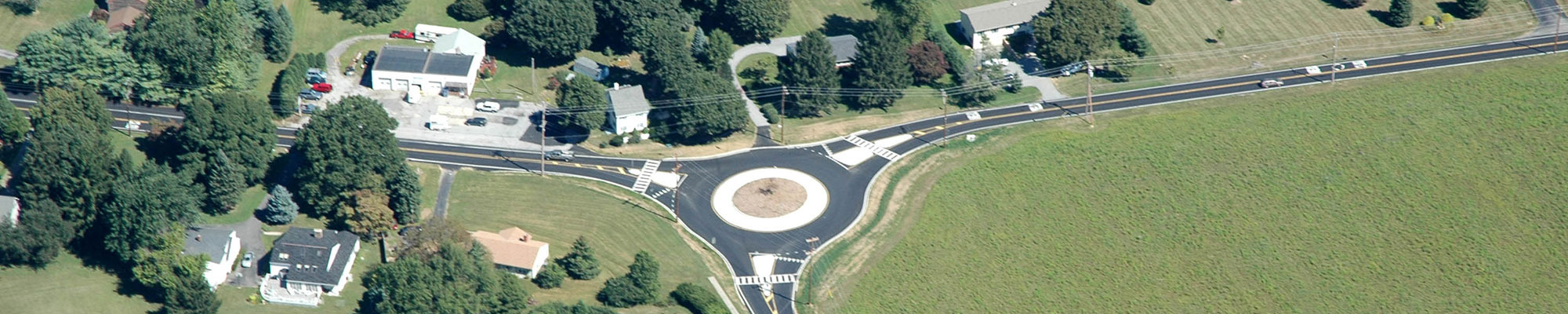 aerial view of a traffic circle