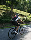 biker on road